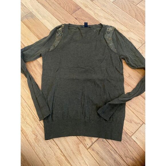 Banana Republic, women's dark green long sleeve pullover pima cotton sweater XSP - Picture 1 of 7